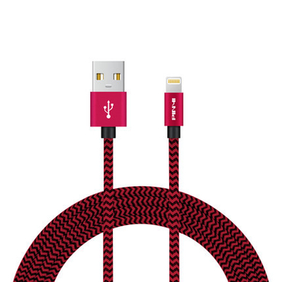 Πλεγμένο επικυρωμένο MFi USB συνεχές ρεύμα 12V-24V καλωδίων κόκκινου χρώματος νάυλον